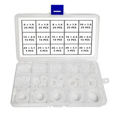 YIXISI 225 PCS 15 Sizes White O-Rings Assortment Kit, Silicone Metric O-Rings, for Tap Plumbing Washer Seal & Auto Quick Repair