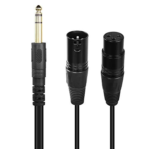 GELRHONR 1/4 Inch 6.35mm TRS Male to 2 XLR Balanced Interconnect Stereo Audio Cable,Dual XLR to 1/4inch (6.35mm) TRS Stereo Cable for Speaker Mic Guitar Mixer AMP-34cm