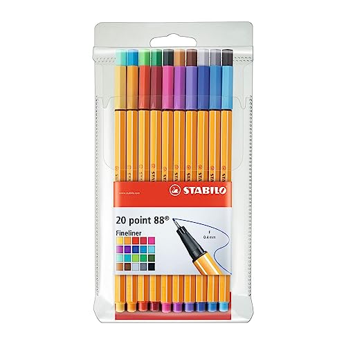 Fineliner - STABILO point 88 - Pack of 20 - Assorted Colours