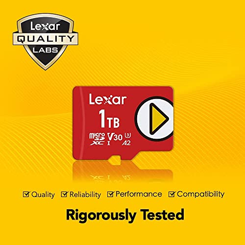 Lexar PLAY 1TB Micro SD Card, microSDXC UHS-I Memory Card, Up to 160MB/s R/100MB/s W, U3, V30, A2, C10 microSD TF Card for Nintendo-Switch/Portable Gaming Device/Smartphone/Tablet (LMSPLAY001T-BNNAG)