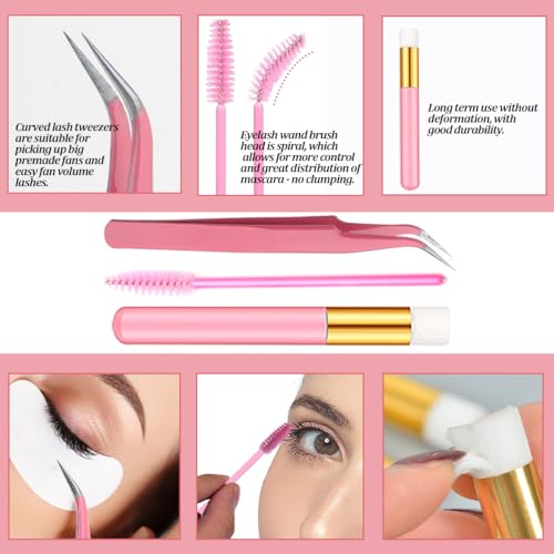 DIY Lash Extension Kit with 280 PCS 9-16mm Length 40D Curl Individual Lashes Clusters and Lash Bond and Seal Glue Remover Eyeliner Mascara Tweezers Lash Applicator Beginner Set