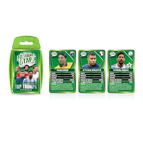 Top Trumps World Football Stars Specials Card Game Green, Play with Lionel Messi, Neymar, Cristiano Ronaldo and Harry Kane, Educational Gift and Toys for ages 6 plus