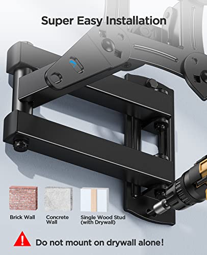 PERLESMITH TV Wall Bracket for 13-42 inch TVs, Swivels Tilts TV Wall Mount for Flat & Curved TV，VESA 75x75mm to 200x200mm up to 20kg