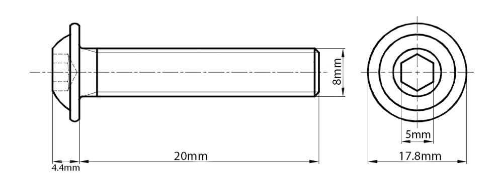 M8 (8mm x 20mm) Black Zinc Flake 10.9 Flanged Button Head Screws Allen Socket Bolts Screws (Pack of 20)