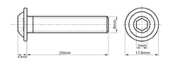 M8 (8mm x 20mm) Black Zinc Flake 10.9 Flanged Button Head Screws Allen Socket Bolts Screws (Pack of 20)