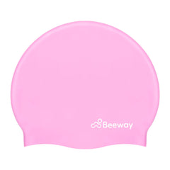 BEEWAY Swimming Cap - 100% Silicone Swim Hat Unisex Men Women Kids 6-14 - Durable, Waterproof, Anti-tear for Hair Protection