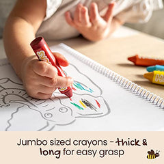 Honeysticks Super Jumbo Crayons (6 Pack) - 100% Pure Beeswax Crayons with Food Grade Colours, Non Toxic Crayons for Toddlers 1-3 Unbreakable, Extra Large Crayons, Easy to Hold and Use, Eco-Friendly