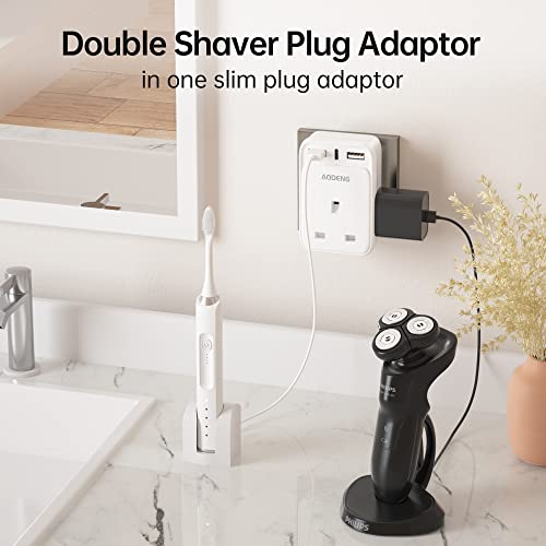 UK to Australia Plug Adapter, 6 IN 1 Australian Travel Adapter with 2 USB Ports and 1 Type C Fast Charger(5V/3.4A) and 2 Shaver Plug Adaptor UK to Australian New Zealand Fiji Argentina more (Type I)