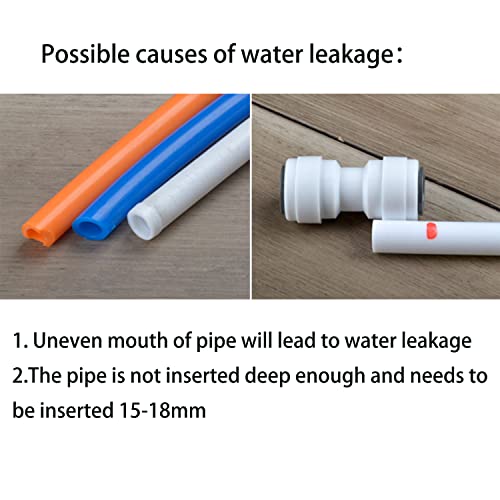 Qrity Unthreaded Push-fit Quick Connect Fittings 1/4 inches to 1/4 inches, 1/4 inches to 3/8 inches, Straight Push Connectors, Push to Connect Fittings, Water Tube Adapter