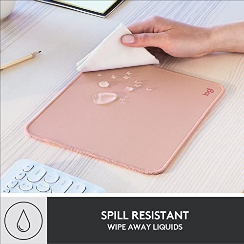 Logitech Mouse Pad - Studio Series, Computer Mouse Mat with Anti-slip Rubber Base, Easy Gliding, Spill-Resistant Surface, Durable Materials, Portable, in a Fresh Modern Design - Pink