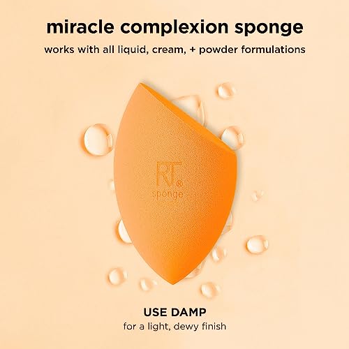 Real Techniques Miracle Complexion Beauty Sponge Makeup Blender Set, Orange, (Pack of 8)