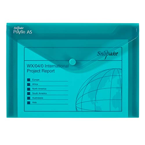 Snopake A5 Polyfile Popper Wallet with Press Stud Closure – Electra Assorted [Pack of 5] Ref: 11355