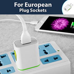 Pipestation® Holiday Charger EU 2 Pin to USB Plug Adapter   Euro Adaptor - 2 USB Ports   European Universal Travel Adapter Plug Uk To Europe Travel Plug Charging For Phones Shaver Toothbrush (2 Pack)