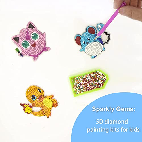 Jigspsyzh Diamond Painting Kits for Kids Ages 6-12 - Gem Art Kits for Kids Arts and Crafts - 9 Pcs Craft Kits for Kids Keychain - 6 8 Year Old Girl Gifts for Birthday Boy