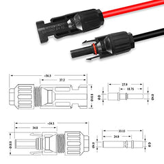 GELRHONR 14AWG Solar Panel Extension Cable with Female and Male Connector, for Home, Shop and RV Solar Panels-(Male/Female) (1M/3.2Ft)