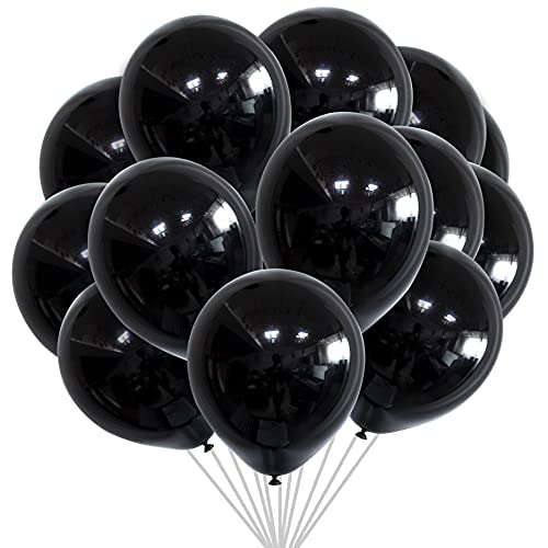 10inch Black Party Balloons 100 pack Strong Thicken Latex Balloons For Happy Birthday, Kids Party, Weddings, Baby Shower Events Decorations Accessories (black, 100 PCS 10 inch)