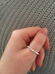 Sterling Silver 925 3mm And 4mm Beaded Stretch Ring