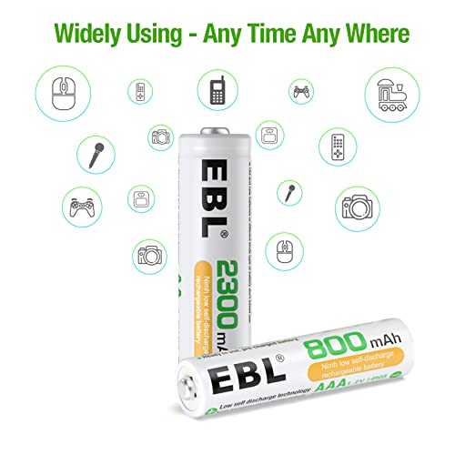 EBL 16pcs Ni-MH AA AAA Rechargable Batteries Combo (8 X 2300mAh AA Batteries and 8 X 800mAh AAA Batteries)