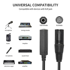 QIANRENON XLR male to 1/4 inches Female Balance Cable Adapter TRS 6.35mm to XLR 3 Pin Mono Audio Connect Convert Interconnect Cable 36cm/14.2in