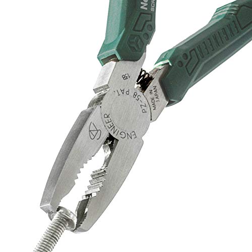 ENGINEER screw removal / extractor gripping pliers (combi style) , with unique non-slip jaws for quickly extracting damaged / stuck screws. pz-58 GT neji-saurus (green grips)