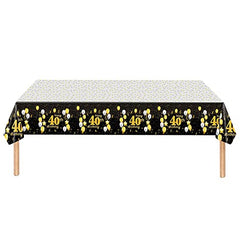 Black Gold Happy 40th Birthday Table Cloth Cover Party for Men,Women,Him,Her,137*274cm 40th Birthday Table Decorations,Rectangular Plastic Tablecloth for 40th Birthday Party Supplies Decorations