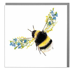 Lola Design - Wildlife Botanical Greeting Cards - Blank Cards and Envelopes - Bumble Bee Side View