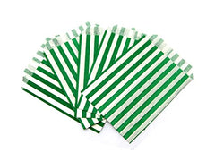 5''x7'',100x Striped Candy Paper Bags for Sweet Flavour Buffet Wedding Cake Gift Shop, Kids Party   Dimension: 5''x7'' (Green)