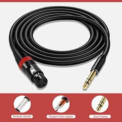 SLDXIAN XLR Female to 1/4 Inch (6.35mm) TRS Cable, Quarter Inch Jack Balanced to XLR Microphone Cable for Guitar, Mixer, Speaker, Playing Live (1Meter, Female)