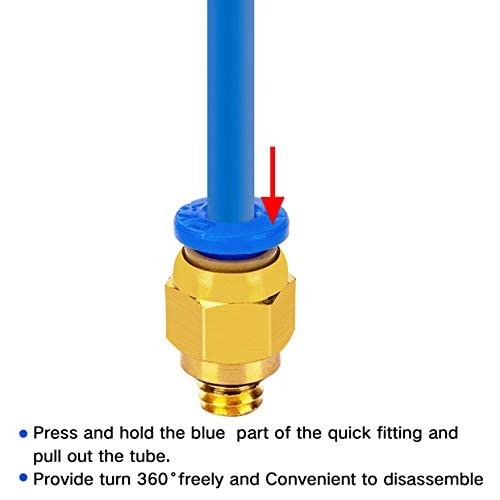 LUTER PC4-M6 Pneumatic Air Straight Quick Fitting(Pack of 10pcs), 4mm thread M6 Push to Connect for PTFE Tube 3D Printer Connector