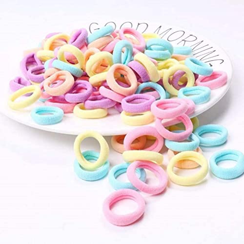 200 Pcs Baby Hair Bands, Cotton Girls Hair Ties Mini Seamless Hair Bobbles Candy Color Ponytail Holders for Baby Girls Kids Toddlers(3 CM in Diameter)