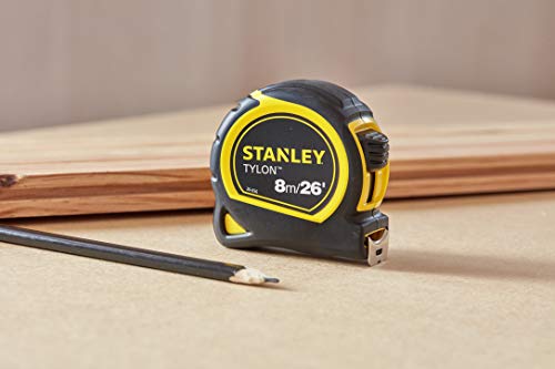 STANLEY Tylon 8m/26ft Pocket Tape Yellow/Black, 0-30-656