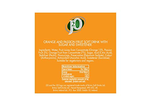 J2O Fruit Juice, Orange and Passionfruit, 250ml Cans (Pack of 12)