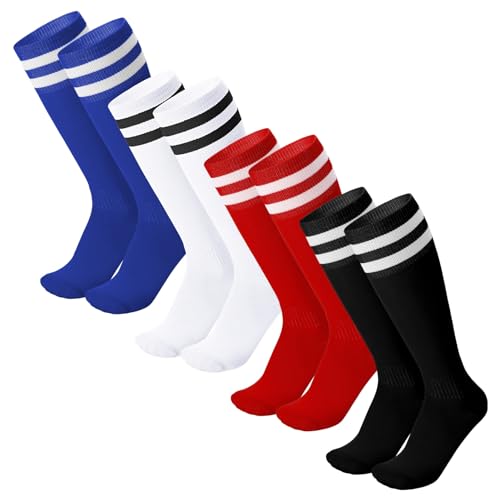 Zuimei 4 Pairs Childrens Football Socks Kids Football Socks Breathable Soccer Socks Long Football Sports Socks for Kids Boys Girls Youth Junior Running, Training, Rugby, Hockey (Aged 5-13)