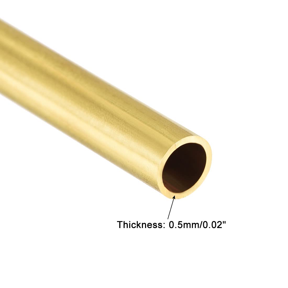 sourcing map Brass Round Tube, 300mm Length 5mm OD 0.5mm Wall Thickness, Seamless Straight Pipe Tubing 3 Pcs