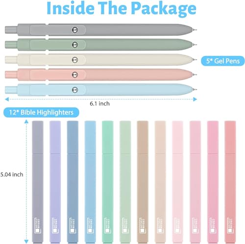 COZCLAM 17 Pastel Highlighters Stationery Set, 12 Aesthetic Highlighters, and 5 Black Fineliner Pens, No-Bleed Bible Highlighters Pens Cute Stationary for journal, Bible, school supplies