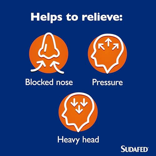 Sudafed Congestion & Headache Relief Max Strength Capsules, Targets Blocked Nose, Pressure, Heavy Head, Relieves Congestion and Headache with Maximum Strength formula, pack of 16