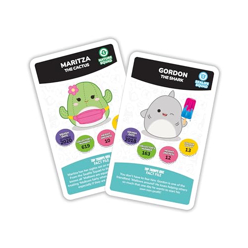 Top Trumps Squishmallows Specials Card Game, play with Cam the Cat, Leonard the Lion, Gordon the Shark, travel game, great educational gift for ages 6 plus