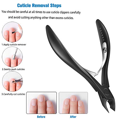 FERYES Cuticle Nippers, Cuticle Cutter and Remover with Cuticle trimmer for Dead Skin - Professional Manicure Tools and Cuticle Clippers- Stainless Steel