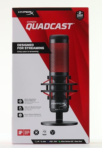 HyperX QuadCast – Standalone Microphone for streamers, content creators and gamers PC, PS4, and Mac, usb