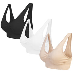 Blu Apparel Multipack Seamless Comfort Bras - 3 Pack (S Black/White/Nude)