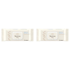 Aveeno Baby Daily Care Wipes, Unscented, White, 72 Count (Pack of 2)