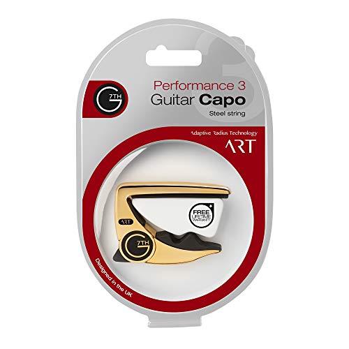 G7th Performance 3 Premium Guitar Capo (6 String 18kt Gold Plate C81053) with A.R.T. for Maximum Tuning Stability; for Acoustic and Electric Guitars