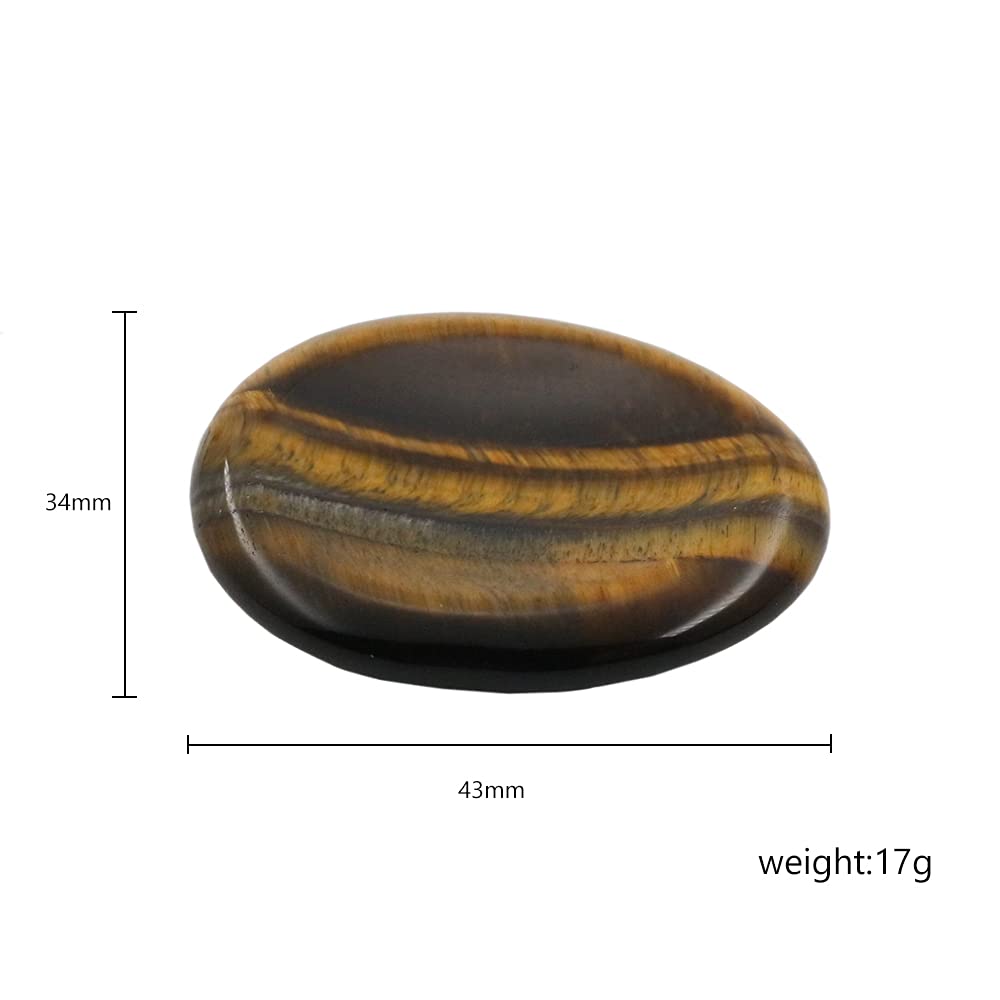 Ouubuuy Tiger Eye Thumb Worry Stone Healing Crystal Gemstone Pocket Palm Stone - Anxiety Stress Relieve