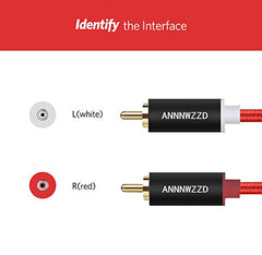 ANNNWZZD RCA Cables, Stereo Audio Cable 2 Male to 2 Male, for Amplifiers, Home Stereo Sound Systems, Speakers, Hi-Fi Systems 2M