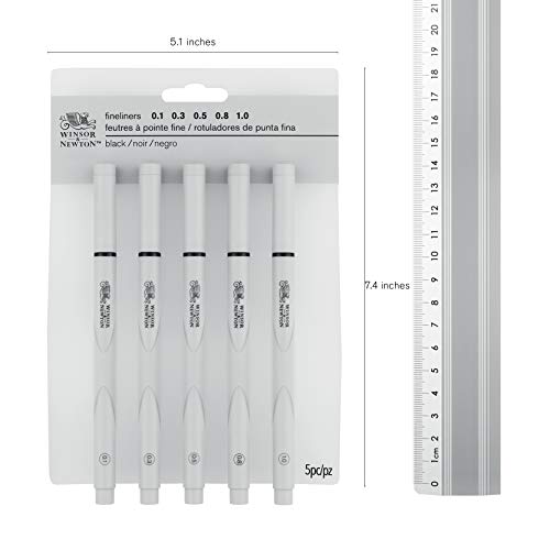 Winsor & Newton, Fineliner 0.8 Nib, Set of 5 , Black