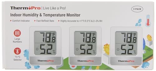 ThermoPro TP49-3 Digital Room Thermometer Indoor Hygrometer Mini Temperature Monitor Humidity Meter for Home Office Air Comfort Thermo Hygrometer