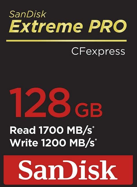 SanDisk 128GB Extreme PRO CFexpress Card Type B - up to 1700MB/s, for RAW 4K video, Black