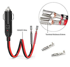 CYSSJF Car Replacement 12V Cigarette Lighter Male Plug with Leads Cigar Female Socket Plug Extension Cable Cigar Plug Charger cable 10A Fuse Protection with LED Light(1PC 8.6IN)