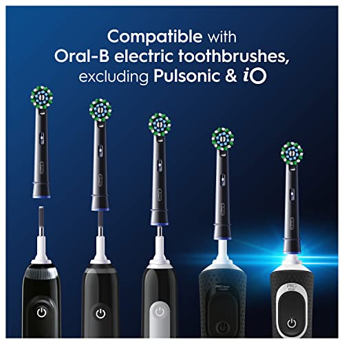 Oral-B Pro Cross Action Electric Toothbrush Head, X-Shape And Angled Bristles for Deeper Plaque Removal, Pack of 4 Toothbrush Heads, Black