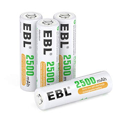 EBL AA Rechargeable Batteries 2500mAh High Capacity Ni-MH Batteries 4 Counts with Storage Case